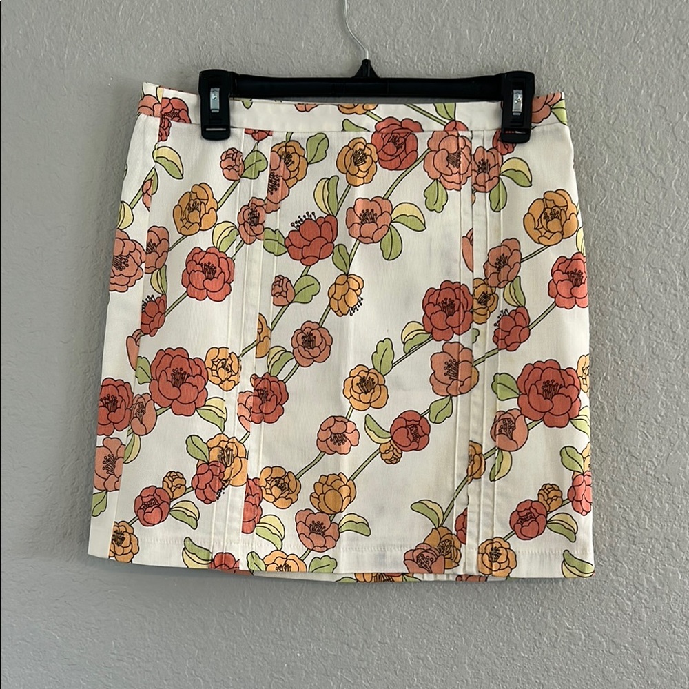 LOFT Cream and Pink Mini Pencil Skirt